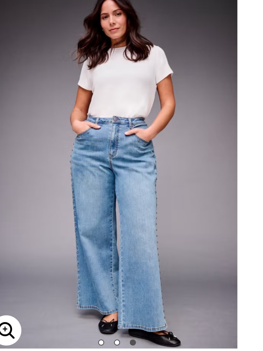 NWT! MICHAEL Michael Kors
 Med Blue Stone Wash Carmen Wide-Leg
Jeans-Side Studs